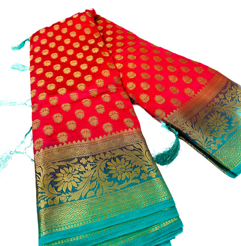 Art Silk Based beautiful design Saree with contrast Pallu & Blouse