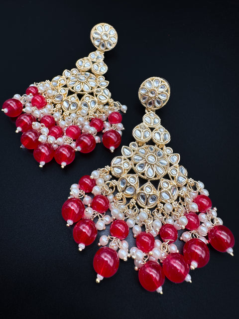 Kundan with beautiful pearls heavy look Earrings with lite weight