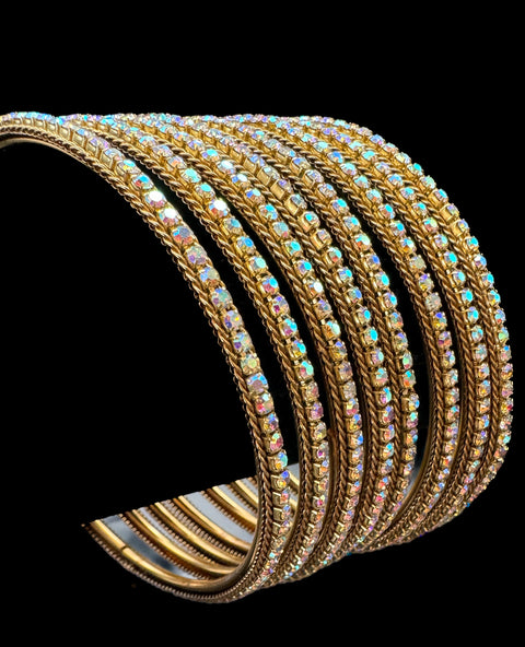 3D (multicoloured shades)Golden stones work design oxidised bangles set (price per set)8 bangles in one set