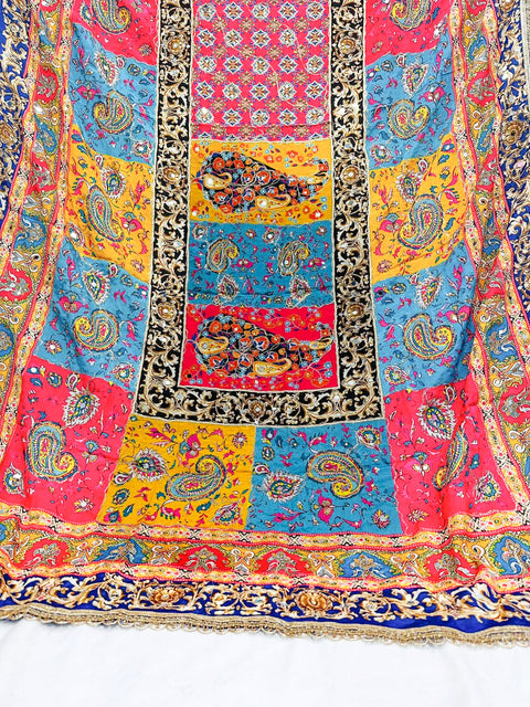 Pakistani Multicoloured printed with embroidery & original Mirror work Dupatta with stone work (Heavy Dupatta)