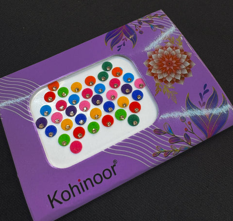 Golden stone Round shape Multicoloured Bindi