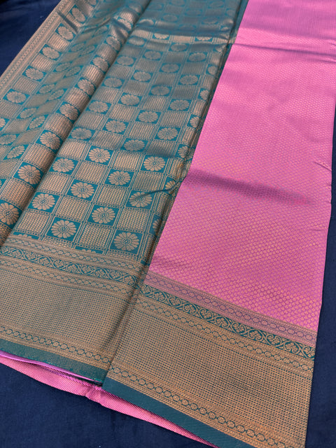 Soft Silk Saree with contrast beautiful pallu and blouse