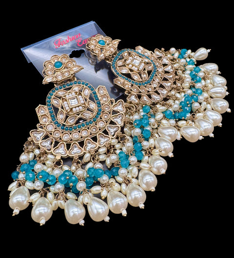 Beautiful Kundan & Pearls work bigger earrings (very lite weight)