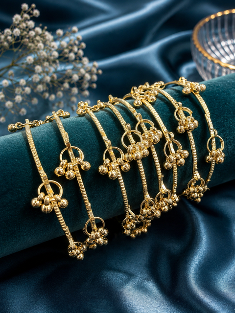 Kashmiri Style Ghungroo Bangles (price per set ( 4 bangles in 1 set)(slight variation in color and design is possible)