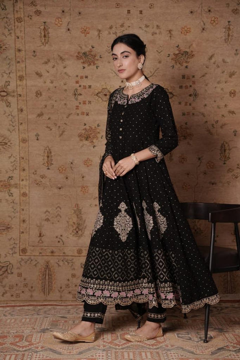 Pure & Soft Rayon Based Designer Embroidered & Mirror Work Kurti With Plazo Pants & Dupatta