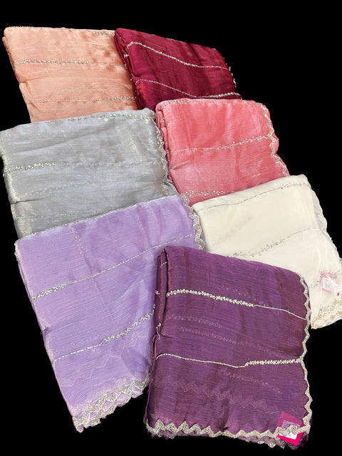 Jimmy Choo base fabric With Beautiful handwork all over on Saree and border