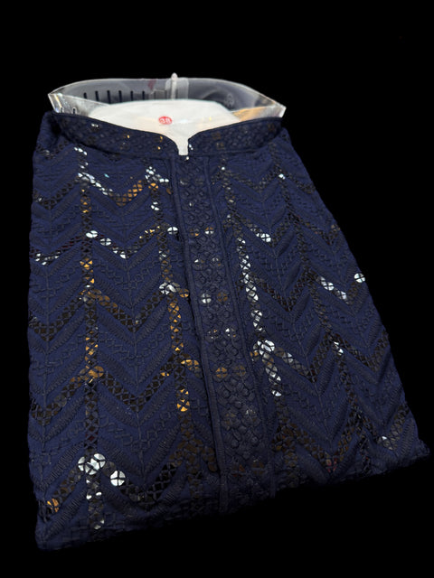 Pure Rayon Based Beautiful heavy Embroidery Work At Front And Back With Sequins Work Designer Kurta & White Pants
