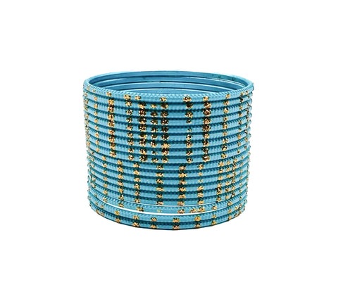 Surf Blue color kids plain Metal bangles (2 dozen in one pack)
