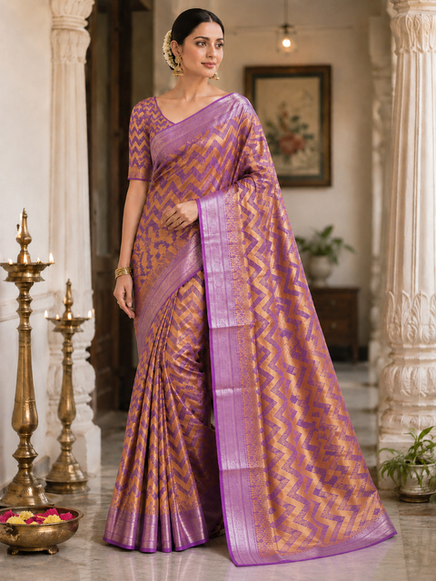Beautiful Soft Silk Saree With Beautiful Zari Pallu,blouse piece is attached to Saree (slight variation in color and design is possible)