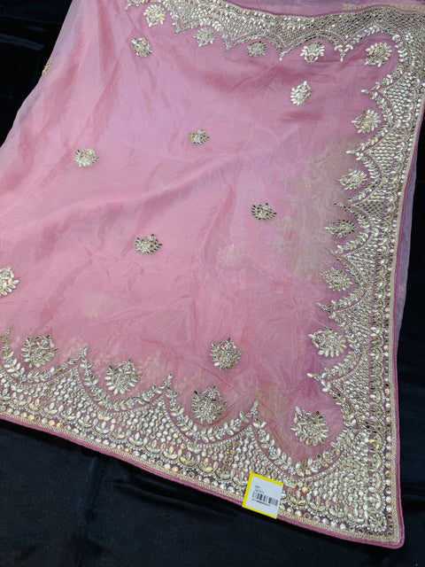 Pure and very soft organza Georgette  based embroidery work jaal all over with stone work & gotta patti beautiful Saree