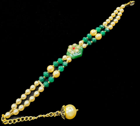 Pearls beaded Beautiful Stone Work Rakhi Bracelet style
