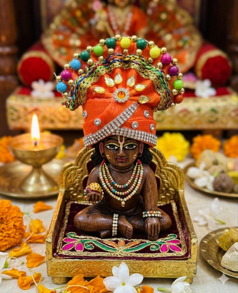Heavy Pagdi for Laddu Gopal | Mukut for Ladoo Gopal Bal Gopal Kanha Ji Thakur Ji (Size 2)(only Mukut ) price per mukut (slight variance in color and design is possible)