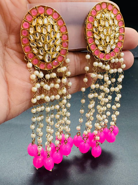 Kundan Stone With Pearls Work Beautiful Jhumka