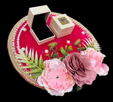 (Video clip attached ) Engagement Rings decorated tray (heavy wooden board based)