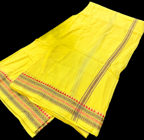 Lemon Colour cotton based apx 5 meter Dhoti