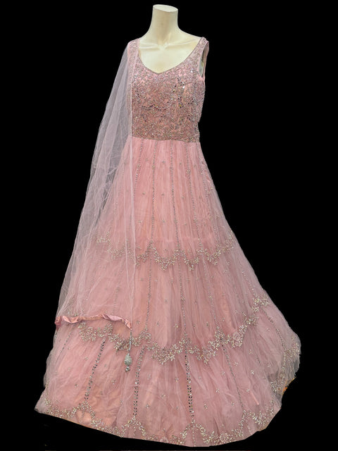 (Video clip attached)Netting Based Beautiful Mirror & Stone Work Designer Party Gown