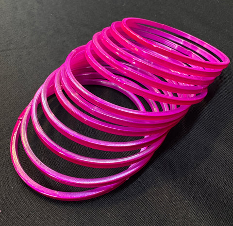 Hot Pink Color Plain Glass bangles 1 dozen in one pack (price per pack)