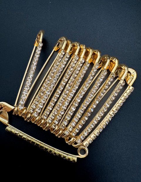 Medium Size Stones studded Fancy Safety Pins (price per bunch displayed in picture)