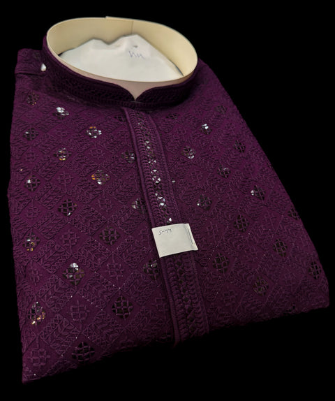 Pure Rayon Based Beautiful Embroidery Work At Front And Back With Sequins Work Designer Kurta & cream Pajama