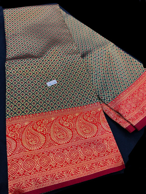 Brocade Soft Silk Saree with contrast beautiful pallu , border and blouse