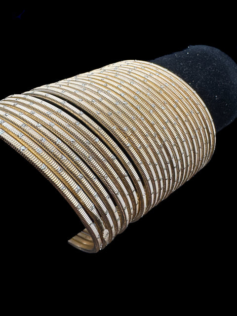 Golden Shimmer dotted metal bangles 2 dozen in 1 Set