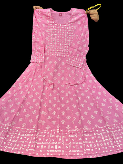 Pure Rayon cotton base printed flared kurti