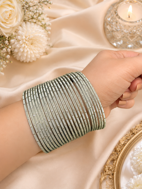 Golden Shimmer dotted metal bangles 2 dozen in 1 Set (slight variation in color & design may occur)