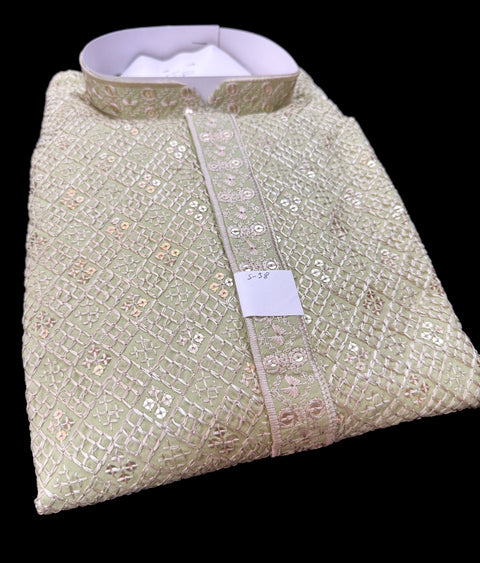 Pure Rayon Based Beautiful Embroidery Work At Front And Back With Sequins Work Designer Kurta & cream Pajama