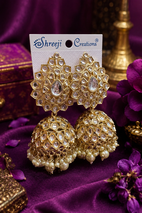 Bigger size and lite weight Beautiful pearls with kundan work jhumka
