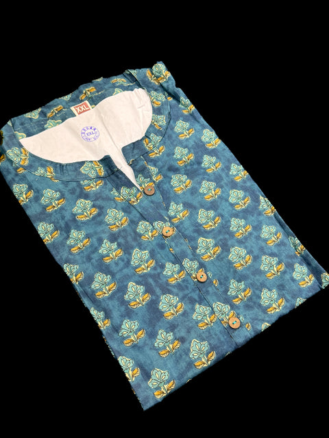 Pure Cotton based Printed short Kurti for girls /Ladies (Size 38 - length 28 inches, Size 42 ,46, 48 length -31 inches)sleeves 17 inch