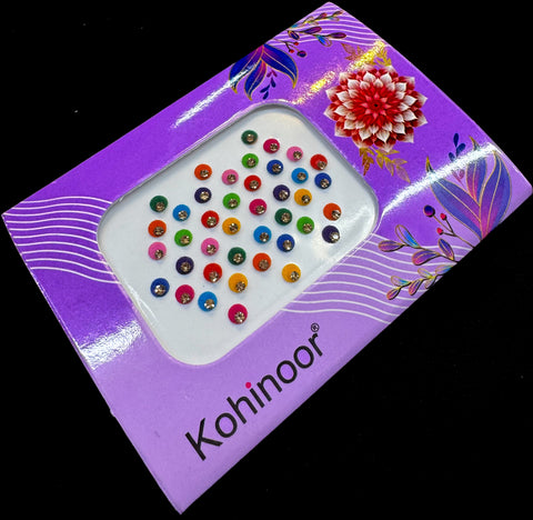 Golden stone Round shape Multicoloured Bindi