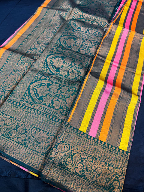 Soft Silk Saree with contrast beautiful pallu , border and blouse