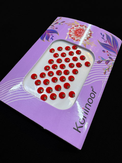 Golden stone Round shape Red Bindi