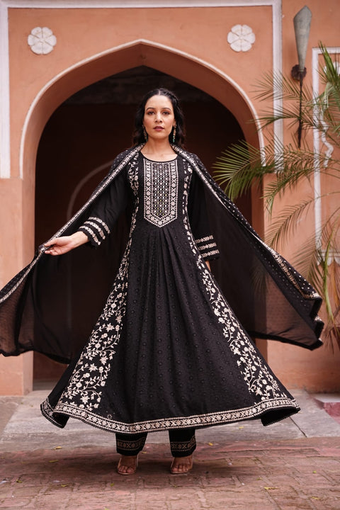 Pure & Soft Rayon Based Designer Embroidered & Mirror Work chikankari Kurti With Plazo Pants & Dupatta(Video Clip attached)