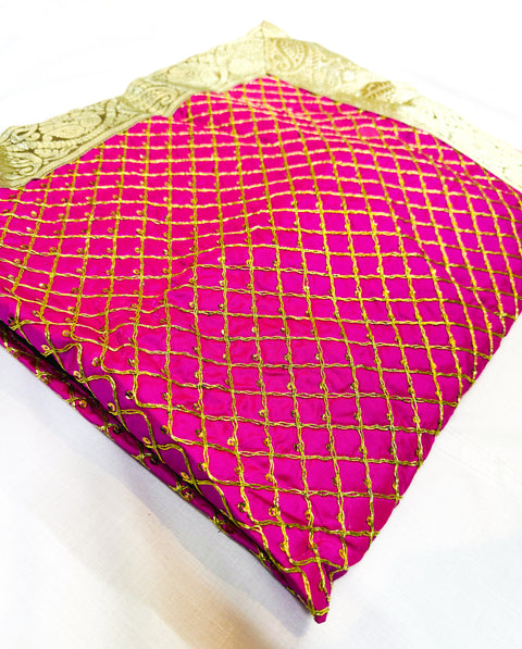 Silk Based heavy Embroidery Work work Rumala Sahib Double Set With Palkan