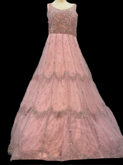 (Video clip attached)Netting Based Beautiful Mirror & Stone Work Designer Party Gown