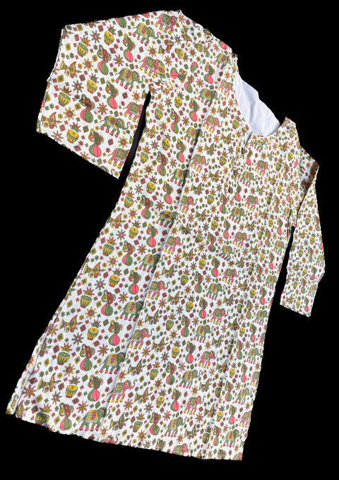 Pure Cotton based Printed short Kurti for girls /Ladies (Size 38 - length 28 inches, Size 42 ,46, 48 length -31 inches)sleeves 17 inch