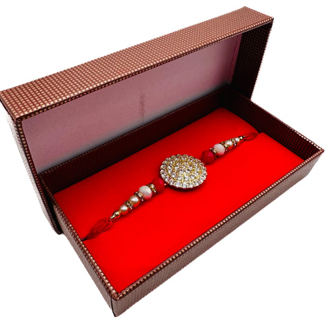 Beautiful AD Stone Studded Rakhi In Beautiful Box Packing