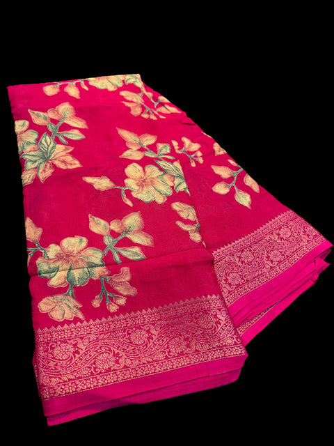 Pure chiffon based Beautiful floral print  Saree