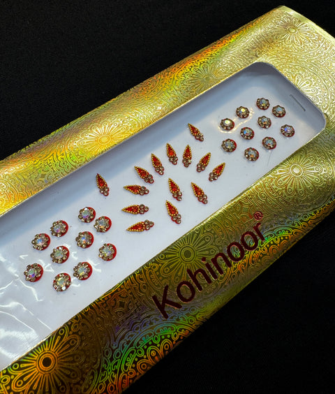Golden stone Red Round shape Bindi