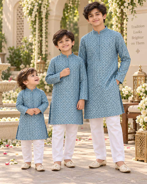 Soft Rayon based embroidery with sequined work kurta, Comes with a white pajama.Slight variation in colour and design is possible