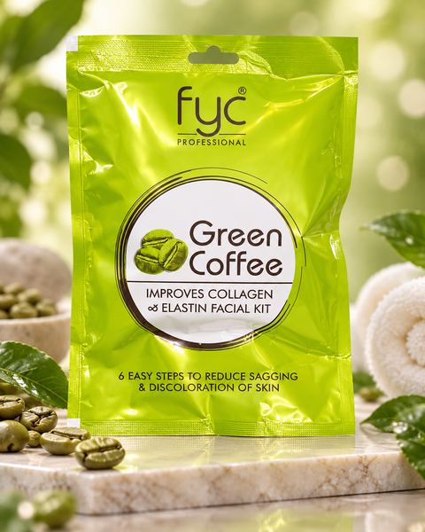FYC Green Coffee Facial Kit – 6-step facial care designed to help improve the look of skin firmness, collagen and elasticity while reducing the appearance of dullness and uneven skin tone.