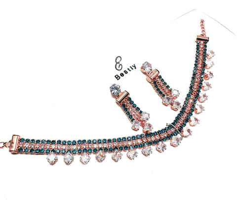 Jerkan stone with Crystals work small size Necklace set