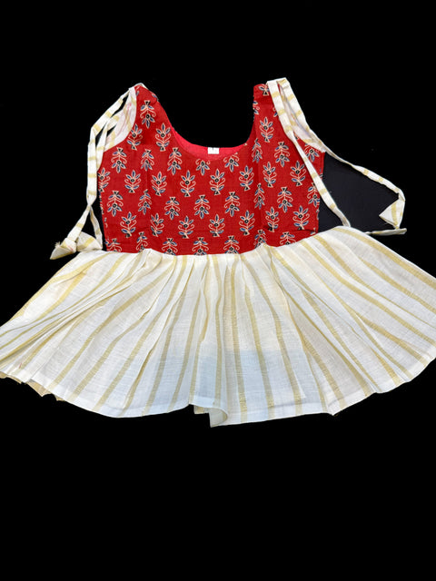 Cotton based kids (Girls)Onam dress 42 cm length