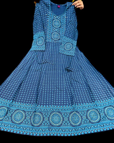 Pure Rayon cotton base printed flared kurti