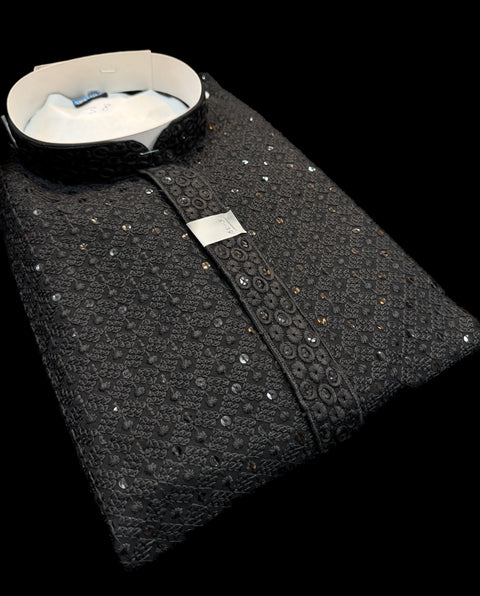 Pure and Soft Rayon based Heavy embroidery with sequined work designer Kurta with white Pajama