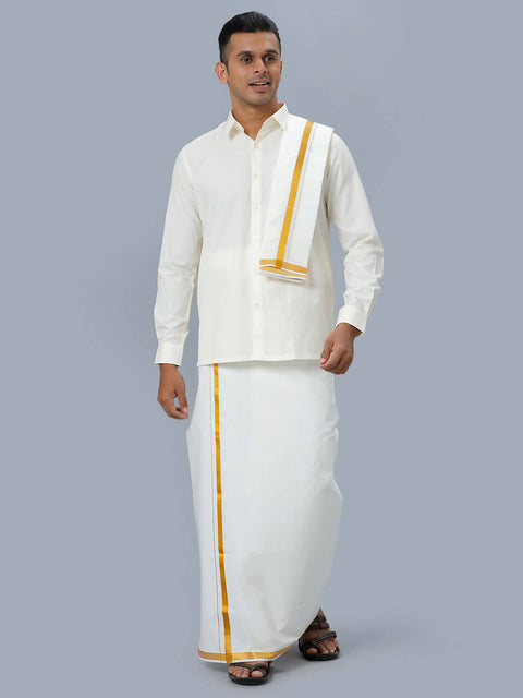 Woven Cotton Veshti (Gamcha) in Off White