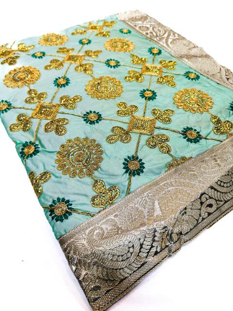 Silk Based heavy Embroidery Work with sequined design work Rumala Sahib Double Set With Palkan
