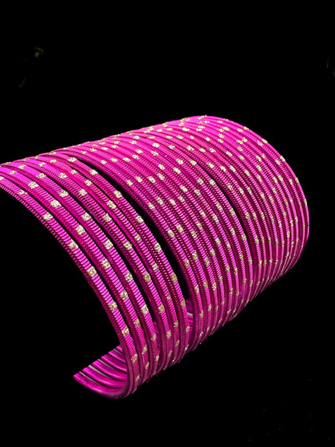 Golden Shimmer dotted metal bangles 2 dozen in 1 Set