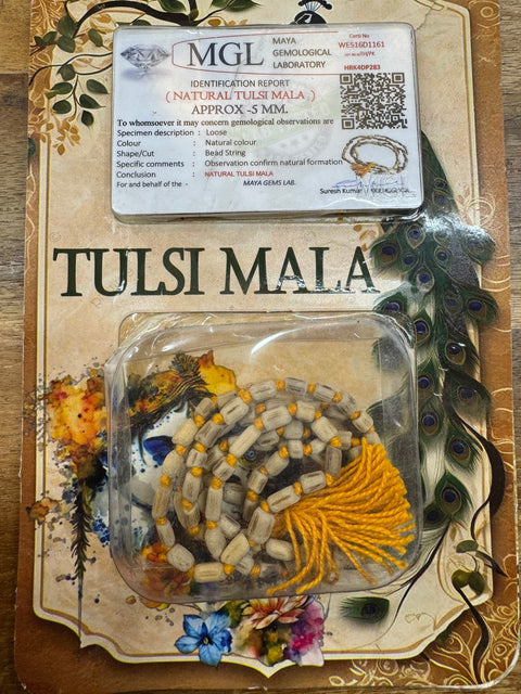 Original Tulsi Mala & certified Rudraksh , Description and certificate attach( barcode can be scanned to check the certificate)